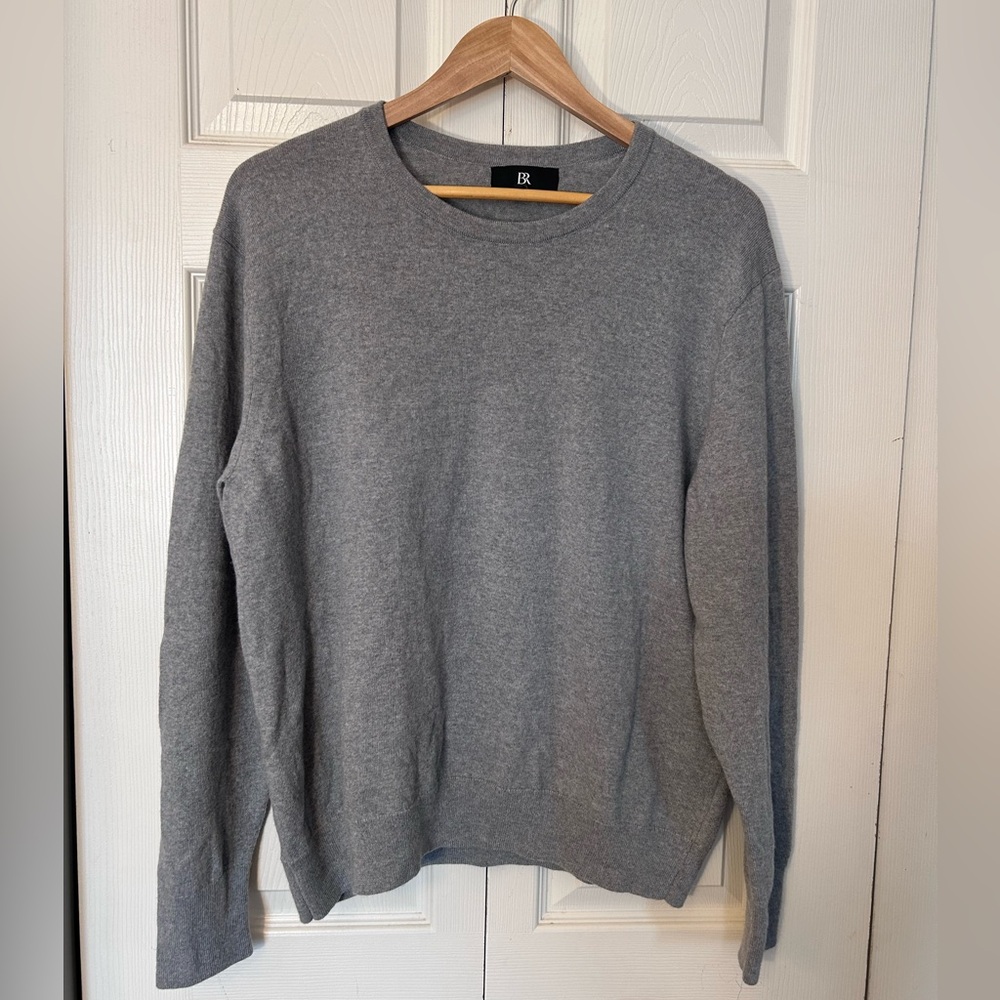 Size XL Gray Italian Merino Wool Sweater for Men